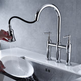 ZNTS Bridge Kitchen Faucet with Pull-Down Sprayhead in Spot THSP002CH