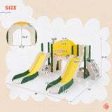 ZNTS Kids Slide Playset Structure 7 in 1, Freestanding Spaceship Set with Slide, Arch Tunnel, Ring Toss PP322884AAL