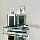 ZNTS Ambrose Exquisite 3 Piece Square Soap Dispenser and Toothbrush Holder with Tray B03050690