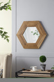 ZNTS 18.5" x 18.5" Hexagon Mirror with Natural Wood Frame, Wall Decor for Living Room Bathroom Hallway, W2078133974