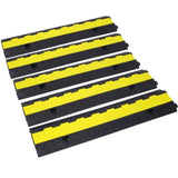 ZNTS Cable Protector Ramp, 2 Channels Speed Bump Hump, Rubber Modular Speed Bump Rated 11000 LBS Load W465121324