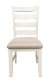 ZNTS White Classic 2pcs Dining Chairs Set Rubberwood Beige Fabric Cushion Seats Ladder Backs Dining Room B011120834
