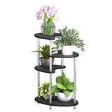 ZNTS Simple four-layer flower stand, black wooden board and steel frame, suitable for balcony, living W1041200003