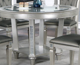 ZNTS Formal Traditional Dining Table Round Table Silver Hue Glass Top 1pc Dining Table Dining Room B01164095