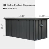 ZNTS 100 Gallon Outdoor Storage Deck Box Waterproof, Large Patio Storage Bin for Outside Cushions, Throw W1859131746