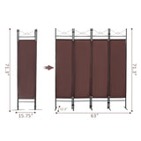 ZNTS 4-Panel Metal Folding Room Divider, 5.94Ft Freestanding Room Screen Partition Privacy Display for W2181P145310