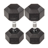 ZNTS Rubber Coated Hex Dumbbells, Home Gym Training Hex Dumbbell with Metal Handle, 45lbs Free Weights in 04399833