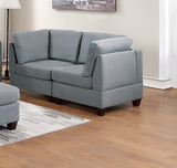 ZNTS Living Room Furniture Corner Wedge Grey Linen Like Fabric 1pc Cushion Wedge Sofa Wooden Legs B011104190