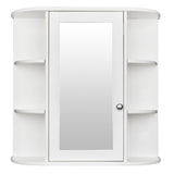ZNTS 3-tier Single Door Mirror Indoor Bathroom Wall Mounted Cabinet Shelf White 79239339