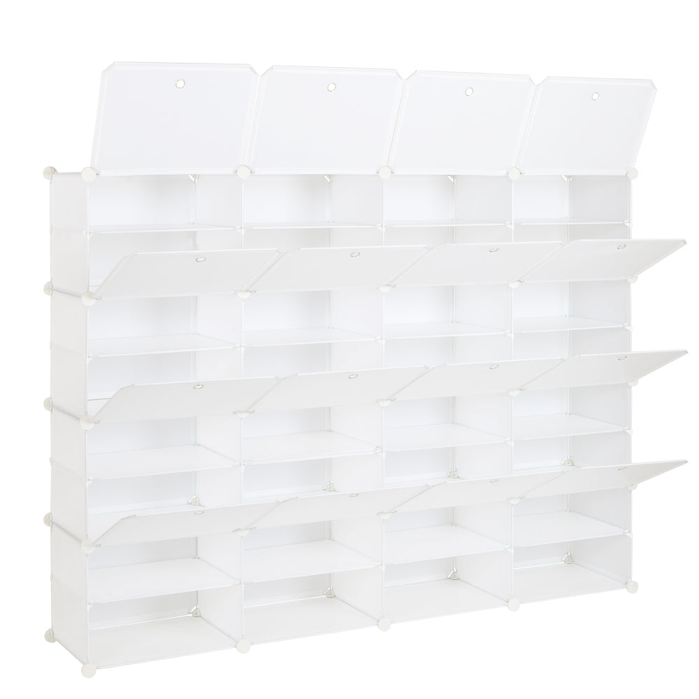ZNTS 8-Tier Portable 64 Pair Shoe Rack Organizer 32 Grids Tower Shelf Storage Cabinet Stand Expandable 00130633