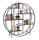 ZNTS Round 5-Tier Metal Plant Stand bookcase storage rack, Indoor Living Room Terrace Garden Balcony W116290852