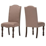 ZNTS Transitional Antique Cherry Beige Set of 2pc Side Chairs Padded Fabric Turned Legs Dining Room B011P152638