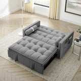 ZNTS Modern 55.5" Pull Out Sleep Sofa Bed 2 Seater Loveseats Sofa Couch with side pockets, Adjsutable W119368697