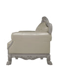 ZNTS ACME Dresden Chair w/2 Pillows, Synthetic Leather & Bone White Finish LV01690