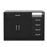 ZNTS FCH MDF With Triamine Double Doors And Five Drawers Bathroom Cabinet Black 42835201