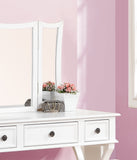 ZNTS Unique Modern Bedroom Vanity Set w Stool Foldable Mirror Drawers White Color MDF Veneer 1pc Vanity B011111843