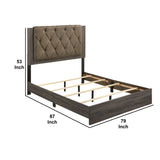 ZNTS Wooden Eastern King Bed with Low Storage Footboard and Trim Base, Gray B05672101