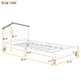 ZNTS Twin Size Wood Platform Bed with House-shaped Headboard WF297962AAH