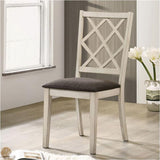 ZNTS Antique White Solid wood Set of 2 Chairs Unique Design Back Kitchen Dining Room Breakfast Grey HS11CM3491SC-ID-AHD