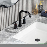 ZNTS Black 8 Inches 3 Hole Bathroom Faucet, 2 Handle Widespread Bathroom Faucets Matte Black with Valve W1194101879