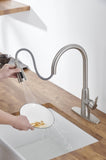 ZNTS Kitchen Sink Faucet with Pull Out Sprayer Brushed Nickle,Stainless Steel High Arc Kitchen Sink 76791346
