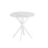 ZNTS 31.5'' Modern Cross Leg Round Dining Table, White Marble Top Occasional Table, Two Piece Removable W757140955