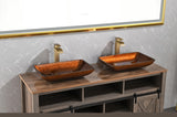 ZNTS 22.5" L -L -14.5" W -4 1/2 in. H Handmade Glass Rectangle Vessel Bathroom Sink Set in Rich Chocolate W92851593