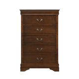 ZNTS Traditional Design Bedroom Furniture 1pc Chest of 5x Drawers Brown Cherry Finish Antique Drop B01165028