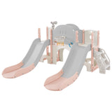 ZNTS Kids Slide Playset Structure 7 in 1, Freestanding Spaceship Set with Slide, Arch Tunnel, Ring Toss PP322884AAH