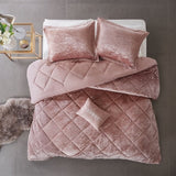 ZNTS Full/Queen Velvet Comforter Set with Throw Pillow B03595887