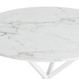 ZNTS 47.24'' Modern Cross Leg Round Dining Table, White Marble Top Occasional Table, Two Piece Removable W757140949