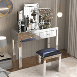 ZNTS W 39.4 inch X D 15.7 inch X H 31.5 inch Mirror desktop dressing table, 2 drawer dressing table, W100535586