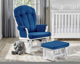 ZNTS Victoria Glider and Ottoman White Wood and Navy Fabric B02263774