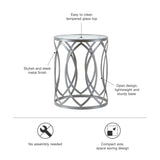ZNTS Arlo Metal Eyelet Accent Table B03548157