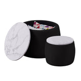 ZNTS Set of 2 End Table with Storage, Round Accent Side Table with Removable Top for Living Room, W87667314