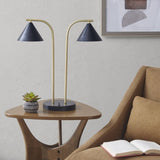 ZNTS 2-Light Metal Table Lamp with Chimney Shades B03596584