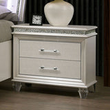 ZNTS Classic Pearl White 1pc Nightstand Only Contemporary Solid wood 2-Drawers Felt-lined Top English B01181028