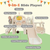 ZNTS Kids Slide Playset Structure 9 in 1, Freestanding Castle Climbing Crawling Playhouse with Slide, PP307713AAD