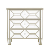 ZNTS Elegant Mirrored 3-Drawer Chest with Golden Lines Storage Cabinet for Living Room, Hallway, Entryway WF302315AAN