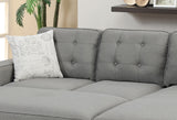 ZNTS Reversible 3pc Sectional Sofa Set Light Grey Tufted Polyfiber Wood Legs Chaise Sofa Ottoman Pillows B01149072