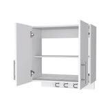 ZNTS Carmelita 2-Door 2-Shelf Wall Storage Cabinet with Hangers White B062103266