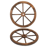 ZNTS 2pcs 24-Inch Old Western Style Garden Art Wall Decor Wooden Wagon Wheel Brown 37138993