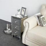 ZNTS Modern and Contemporary Mirrored 3-Drawers Nightstand Bedside Table 34787396