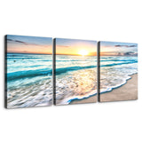 ZNTS 3 panels Framed Canvas Wall Art Decor,3 Pieces Sea Wave Painting Decoration Painting for Chrismas W2060139296