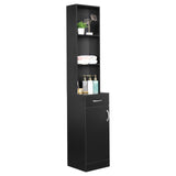 ZNTS MDF With Triamine One Door One Drawer Three Compartments High Cabinet Bathroom Wall Cabinet Black 02954005