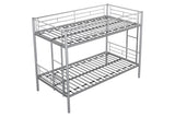 ZNTS Metal Twin over Twin Bunk Bed/ Heavy-duty Sturdy Metal/ Noise Reduced Design/ Safety Guardrail/ 2 W42753012