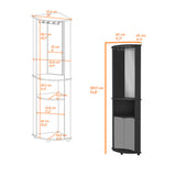 ZNTS Kempwell 2-Door 2-Shelf Corner Bar Cabinet with Glass Rack Black B062103271