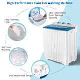 ZNTS Twin Tub with Built-in Drain Pump XPB45-428S 20Lbs Semi-automatic Twin Tube Washing Machine for 80996552