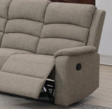 ZNTS Modern Light Brown Color Burlap Fabric Recliner Motion Sofa 1pc Plush Couch Manual Motion Sofa B011133848