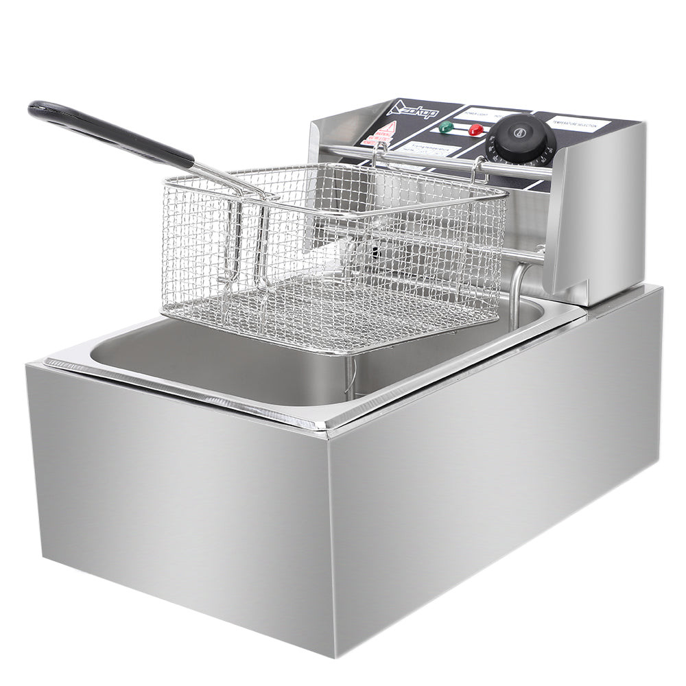 ZNTS EH81 2500W MAX 110V 6.3QT/6L Stainless Steel Single Cylinder Electric Fryer US Plug 45040601
